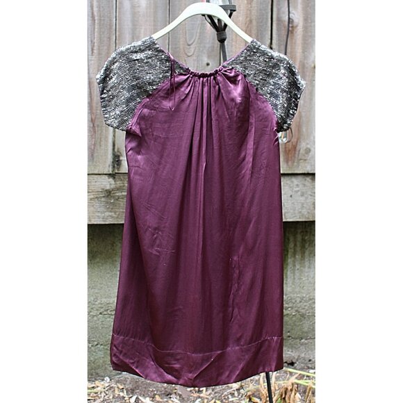 Day Birger et Mkkelsen - Silk Charmeuse Babydoll Dress with Sequin Sleeves, S M - Picture 3 of 11